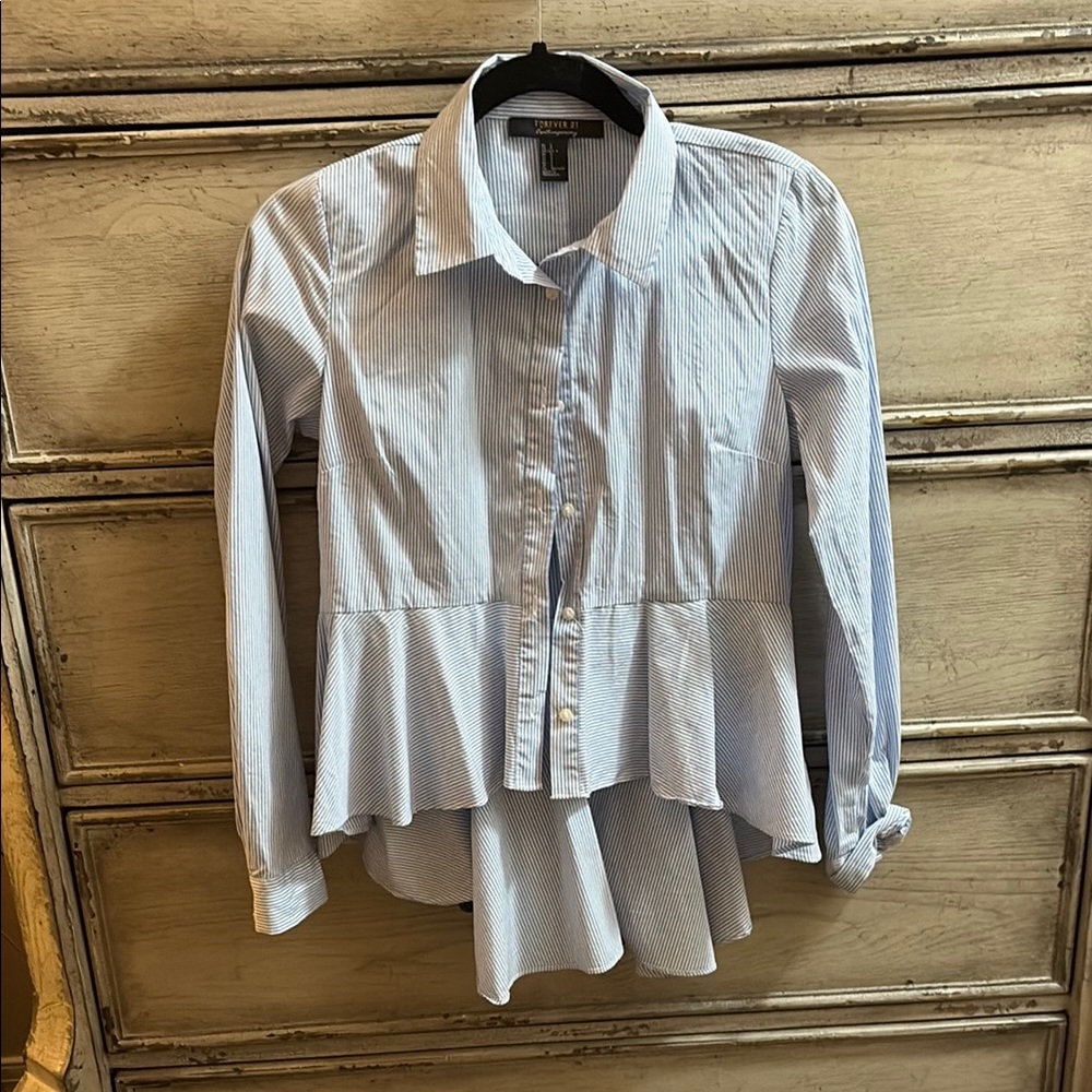 Forever 21 Blue and White Striped Top